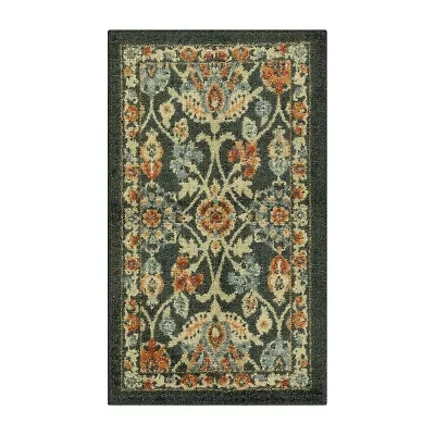 Maples Persian Navy Floral Indoor Rectangular Accent Rug