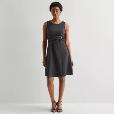 Perceptions Womens Sleeveless Fit + Flare Dress