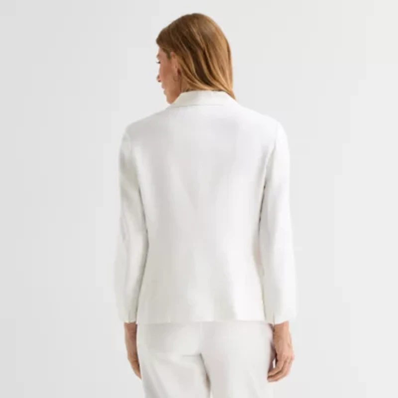 Black Label by Evan-Picone Linen Womens Classic Fit Suit Jacket