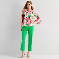 Black Label by Evan-Picone Womens Round Neck 3/4 Sleeve Blouse