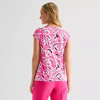 Black Label by Evan-Picone Womens Keyhole Neck Short Sleeve Blouse