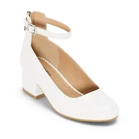 Christie & Jill Layla Girls Round Closed Toe Block Heel Pumps
