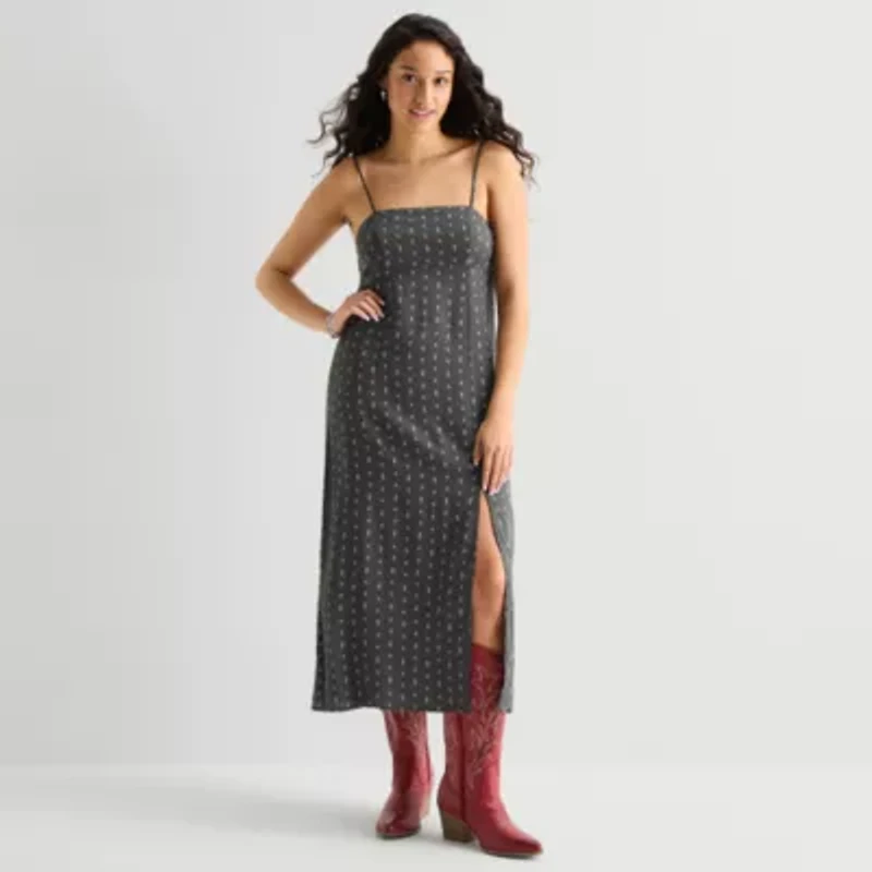 Arizona Womens Juniors Sleeveless Floral Midi Slip Dress