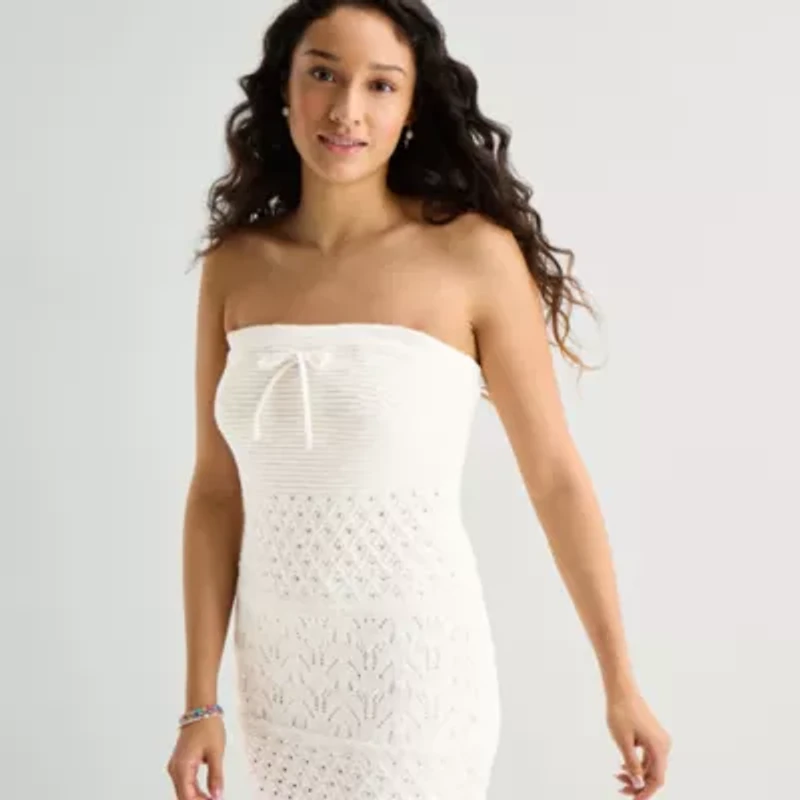 Arizona Womens Juniors Sleeveless Midi Sweater Dress