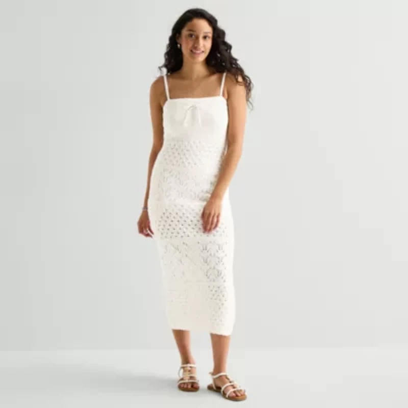 Arizona Womens Juniors Sleeveless Midi Sweater Dress