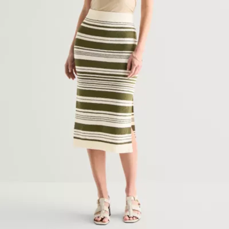 Liz Claiborne Womens Mid Rise Midi Sweater Pencil Skirt