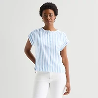 St. John's Bay Womens Round Neck Short Sleeve Blouse