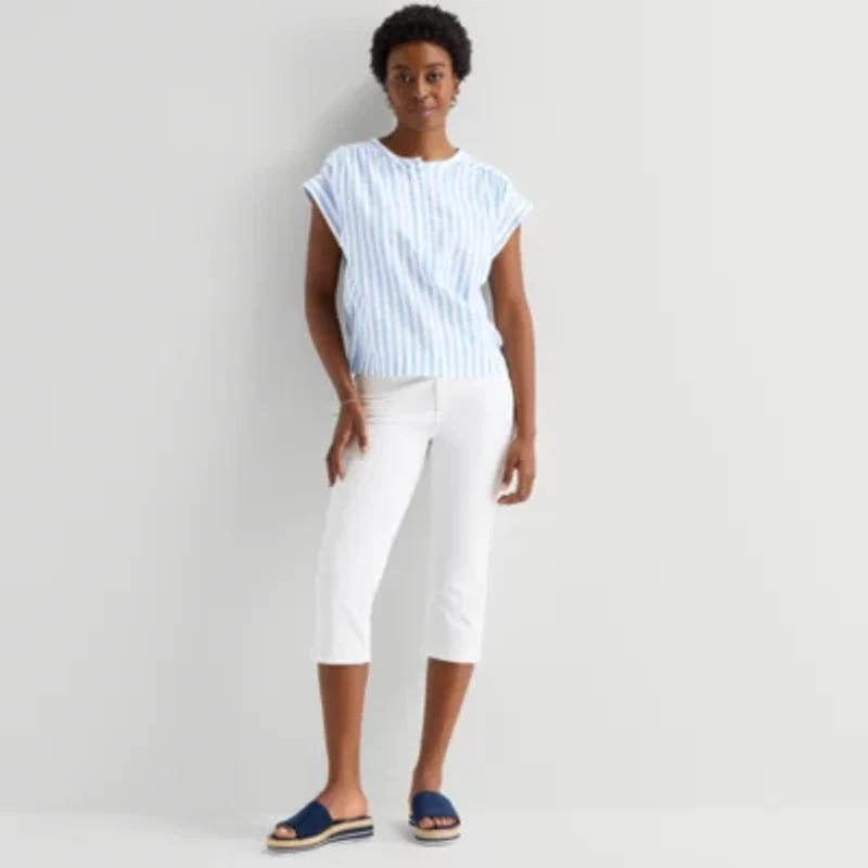 St. John's Bay Womens Round Neck Short Sleeve Blouse