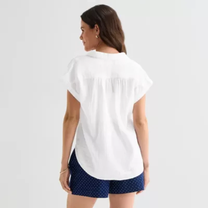 St. John's Bay Womens Short Sleeve Blouse