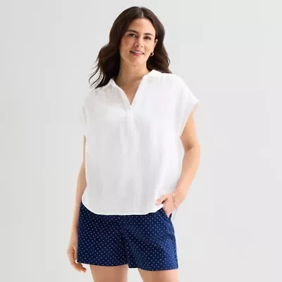 St. John's Bay Womens Short Sleeve Blouse