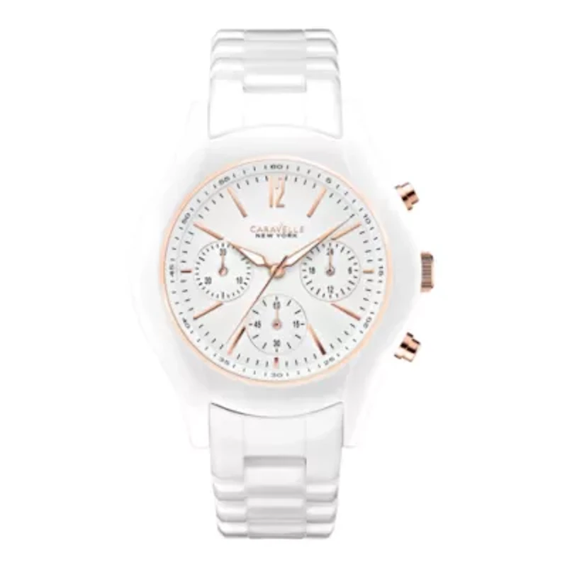 Caravelle New York® Womens White Dial Chronograph Watch 45L144