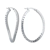 Sterling Silver Twisted, Textured Hoop Earrings