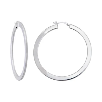 Sterling Silver Flattened Hoop Earrings