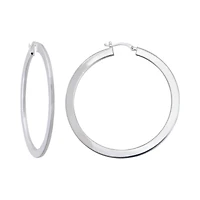Sterling Silver Flattened Hoop Earrings