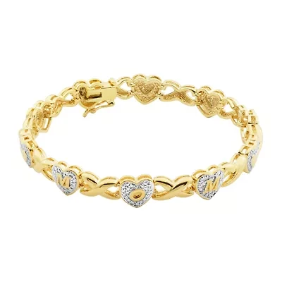 Sparkle Allure Mom Womens Diamond Accent 18K Gold Over Brass Heart 7.25 Inch Tennis Bracelet