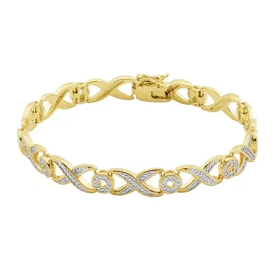Sparkle Allure Womens Diamond Accent 18K Gold Over Brass 7.25 Inch Tennis Bracelet