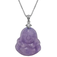 Buddha Womens Genuine Purple Jade Sterling Silver 18 Inch Pendant Necklace