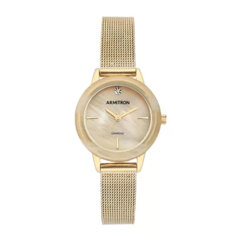 Armitron Womens Diamond Accent Gold Tone Stainless Steel Bracelet Watch 75/5723cmgphn