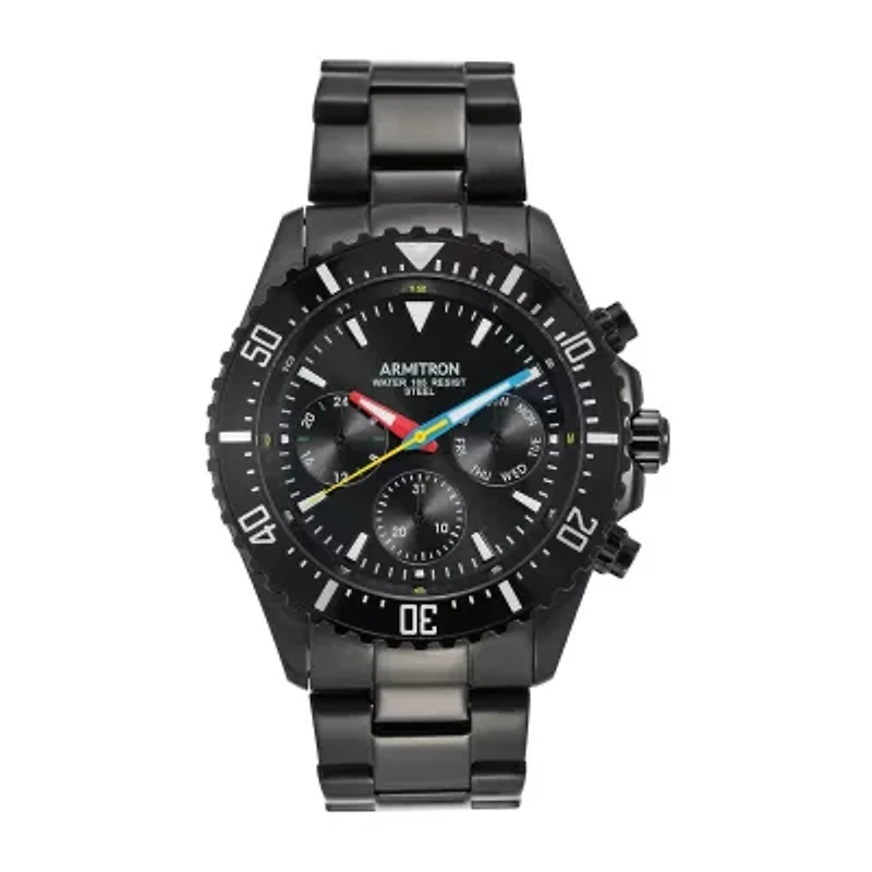 Armitron Mens Multi-Function Black Stainless Steel Bracelet Watch 20/5351rbti