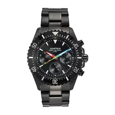 Armitron Mens Multi-Function Black Stainless Steel Bracelet Watch 20/5351rbti