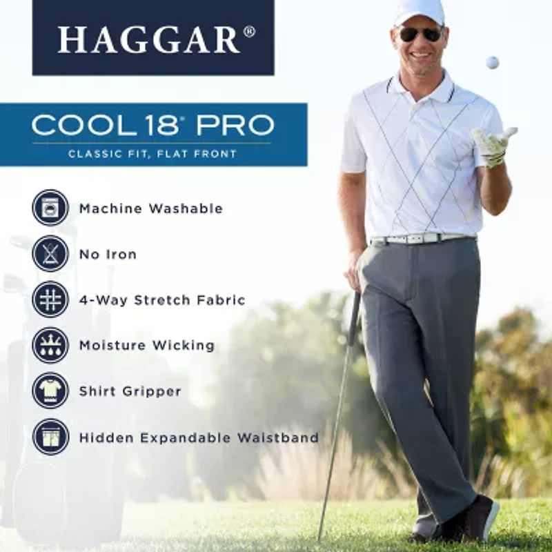 Haggar Cool 18 Pro Mens Classic Fit Flat Front Pant