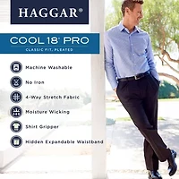 Haggar Cool 18 Pro Mens Classic Fit Pleated Pant