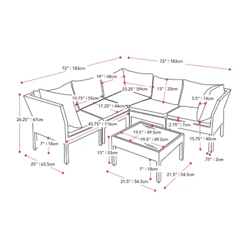 Parksville Patio Collection 6-Piece Sectional with Table