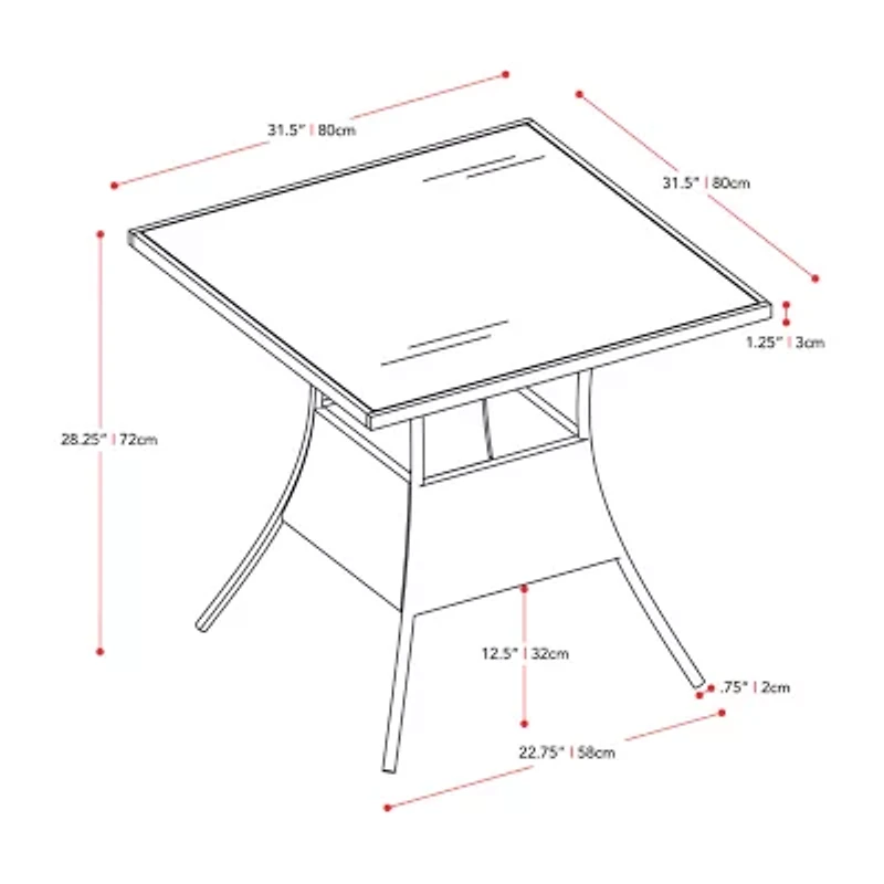 Corliving Parksville Patio Collection Square Dining Table