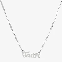 Silver Treasures Faith Womens Sterling Silver 16 Inch Pendant Necklace