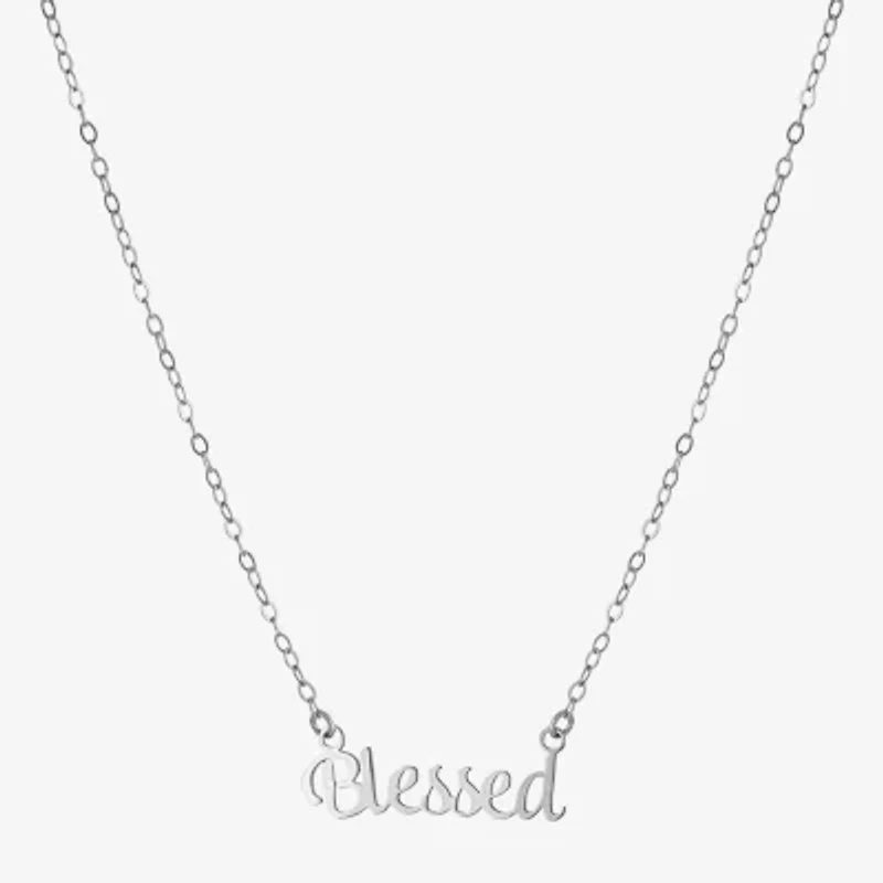 Silver Treasures Blessed Womens Sterling Silver 16 Inch Pendant Necklace