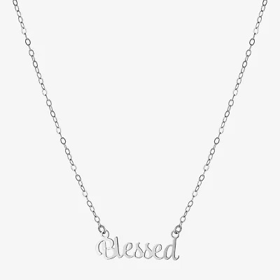 Silver Treasures Blessed Womens Sterling Silver 16 Inch Pendant Necklace