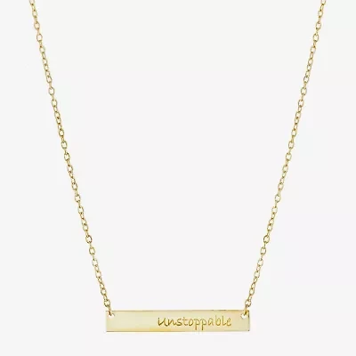 Silver Treasures Unstoppable Womens 14K Gold Over Silver Bar 16 Inch Pendant Necklace