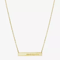 Silver Treasures Unstoppable Womens 14K Gold Over Silver Bar 16 Inch Pendant Necklace