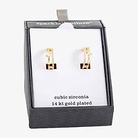 Sparkle Allure Womens White Cubic Zirconia 14K Gold Over Brass 20.6mm Hoop Earrings