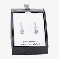 Sparkle Allure Womens Purple Cubic Zirconia Pure Silver Over Brass Drop Earrings
