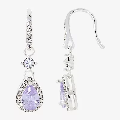 Sparkle Allure Womens Purple Cubic Zirconia Pure Silver Over Brass Drop Earrings