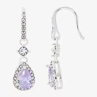 Sparkle Allure Womens Purple Cubic Zirconia Pure Silver Over Brass Drop Earrings