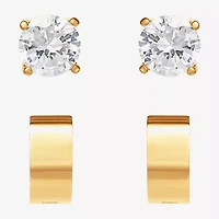 Shaquille O'Neal XLG Mens Cubic Zirconia Stainless Steel 2 Pair Earring Set