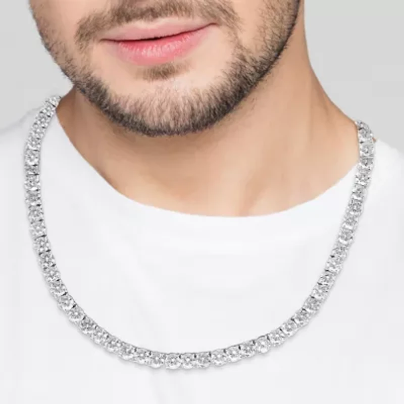 Shaquille O'Neal XLG Mens Cubic Zirconia Stainless Steel 22 Inch Tennis Necklace
