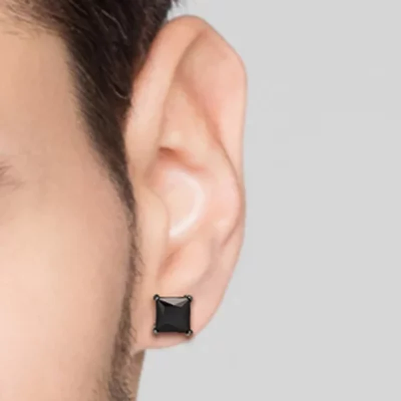 Shaquille O'Neal XLG Mens Black Cubic Zirconia Stainless Steel 2 Pair Earring Set