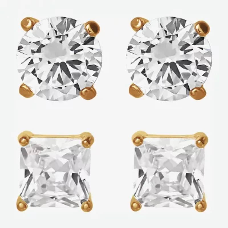Shaquille O'Neal XLG Mens Lab Created Cubic Zirconia Stainless Steel 2 Pair Earring Set