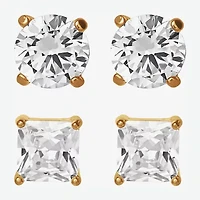 Shaquille O'Neal XLG Mens Lab Created Cubic Zirconia Stainless Steel 2 Pair Earring Set