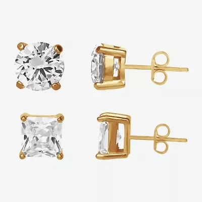 Shaquille O'Neal XLG Mens Lab Created Cubic Zirconia Stainless Steel 2 Pair Earring Set