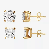 Shaquille O'Neal XLG Mens Lab Created Cubic Zirconia Stainless Steel 2 Pair Earring Set