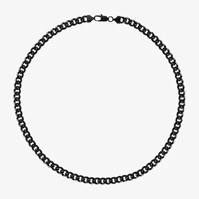 Shaquille O'Neal Xlg Black Stainless Steel Solid Curb Chain Necklace