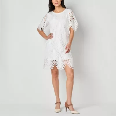 52seven Womens Short Sleeve Petite Shift Dress