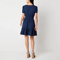 Be by CHETTA B Womens Short Sleeve Fit + Flare Dress