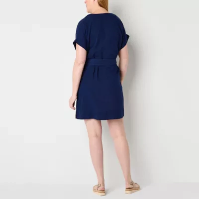 St. John's Bay Womens Short Sleeve Tall Shift Dress