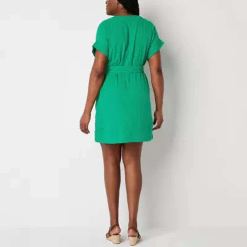 St. John's Bay Womens Tall Short Sleeve Shift Dress