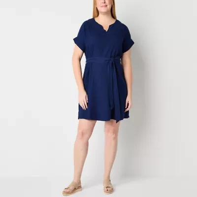 St. John's Bay Womens Short Sleeve Tall Shift Dress